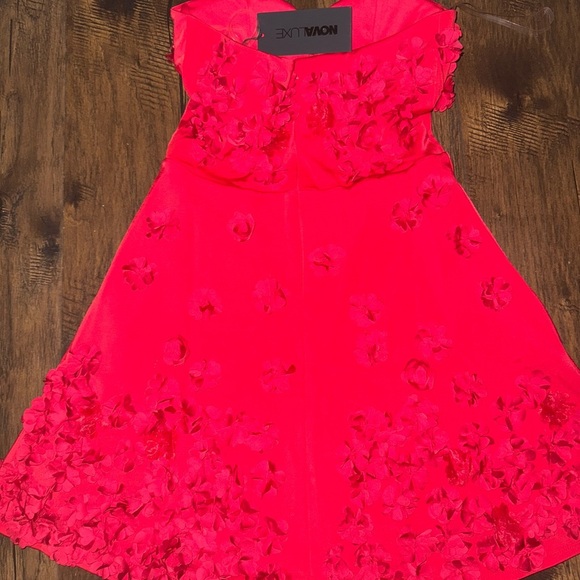 Tessa‎ Floral Applique Mini Dress Red Size Medium - Picture 3 of 3